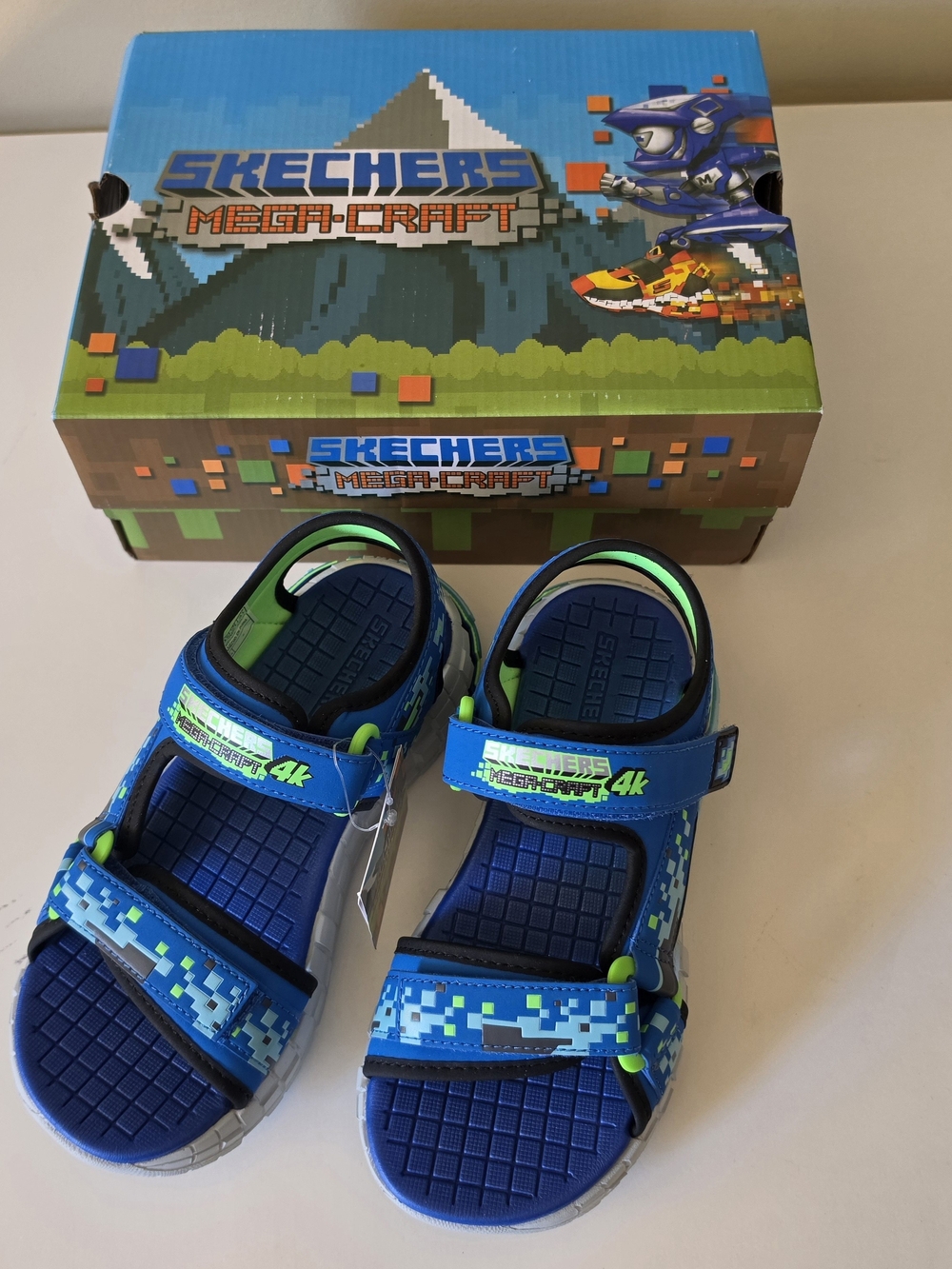 Skechers Kids Blue and Green Mega-Craft Light-Up Sandals